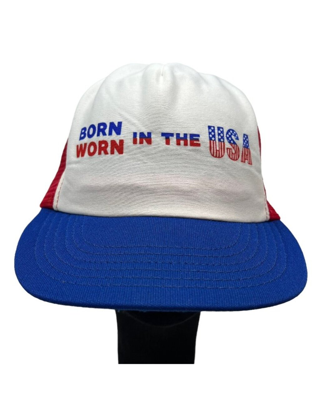 Born in the USA Worn in the USA Vintage Retro Snapback Mesh Trucker Hat Cap 80s